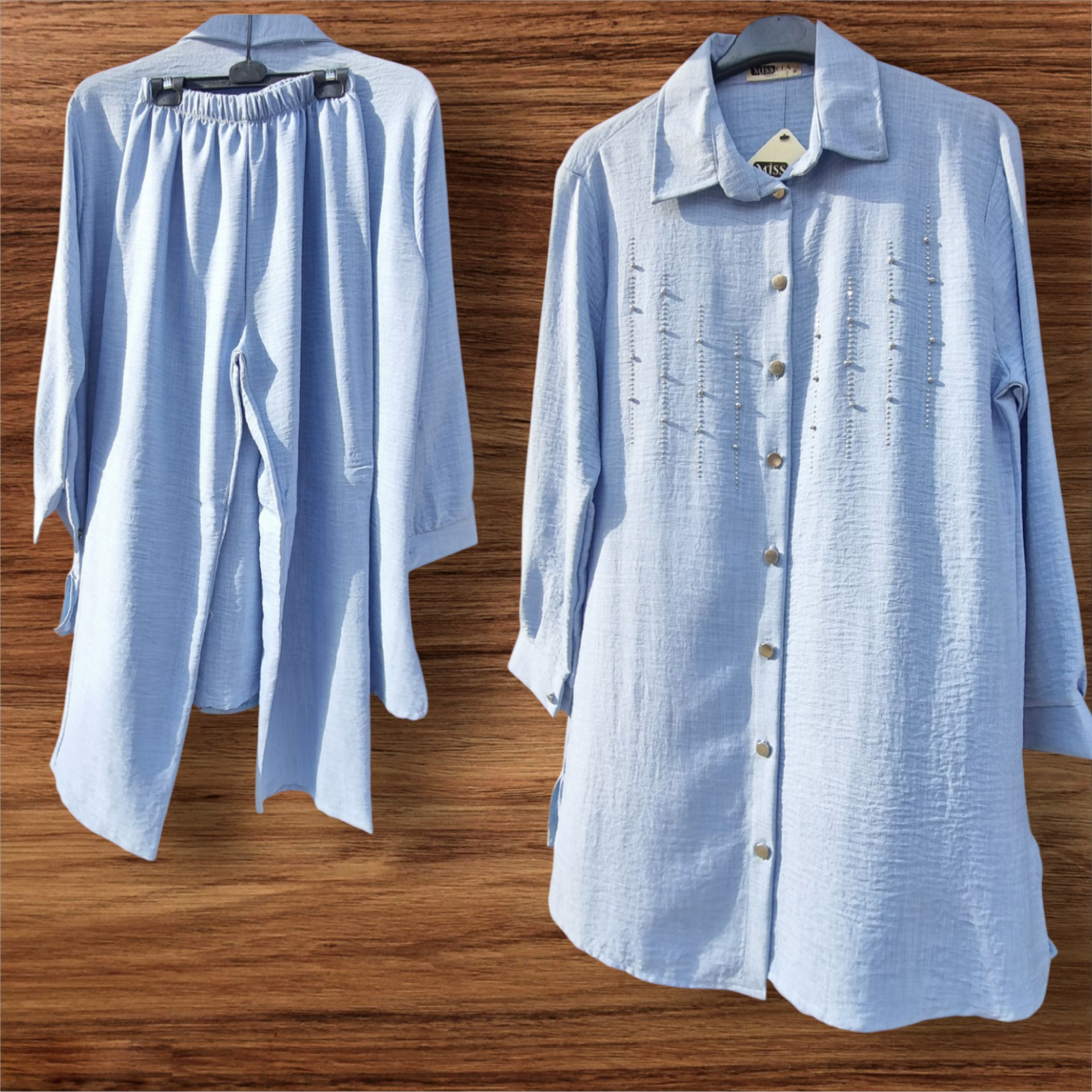 Tesettür boncuklu bayan ikili takım