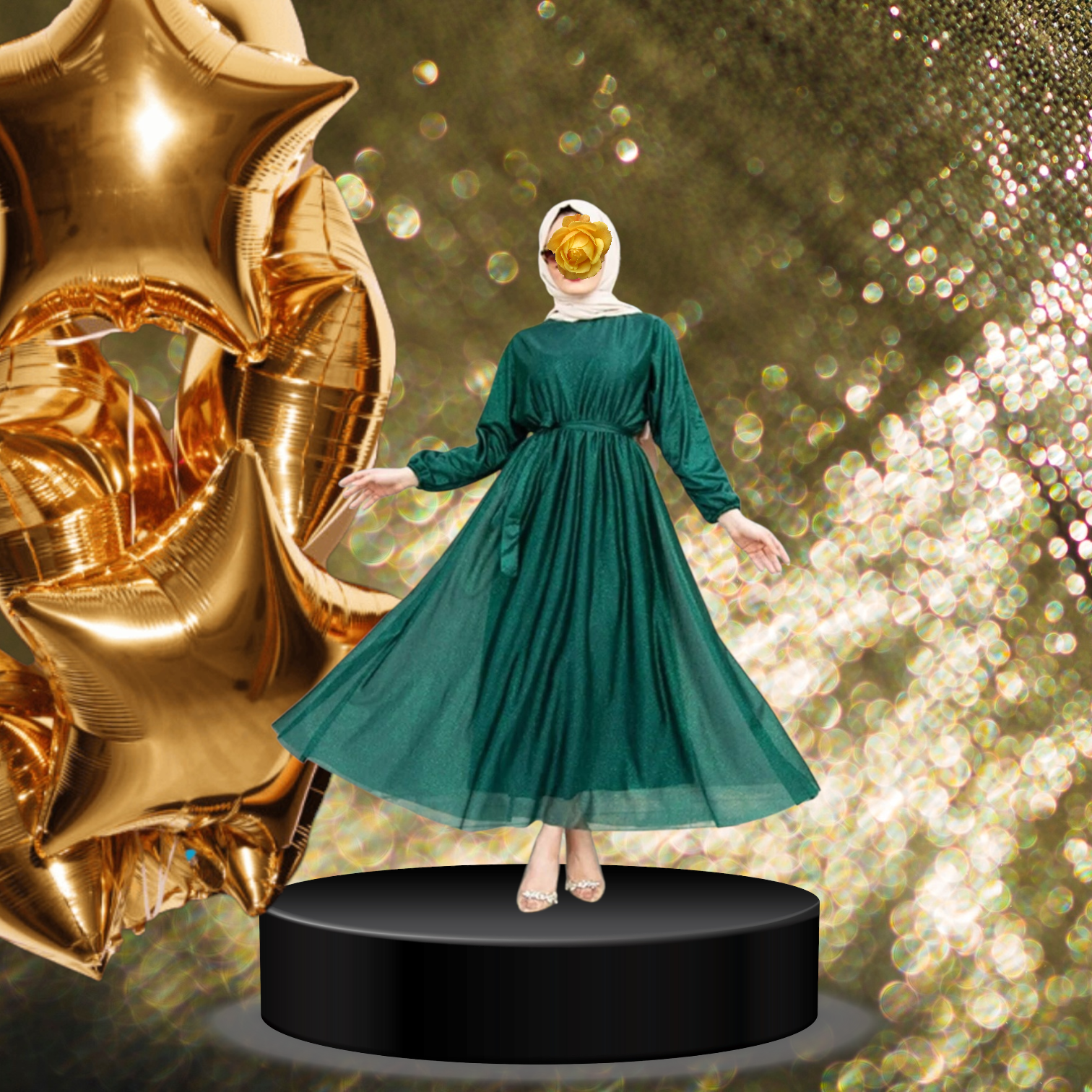 Simli kuşaklı elbise