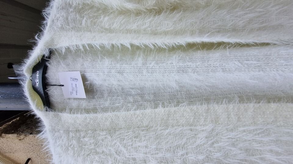 Kırçıllı düğmesiz uzun ceket