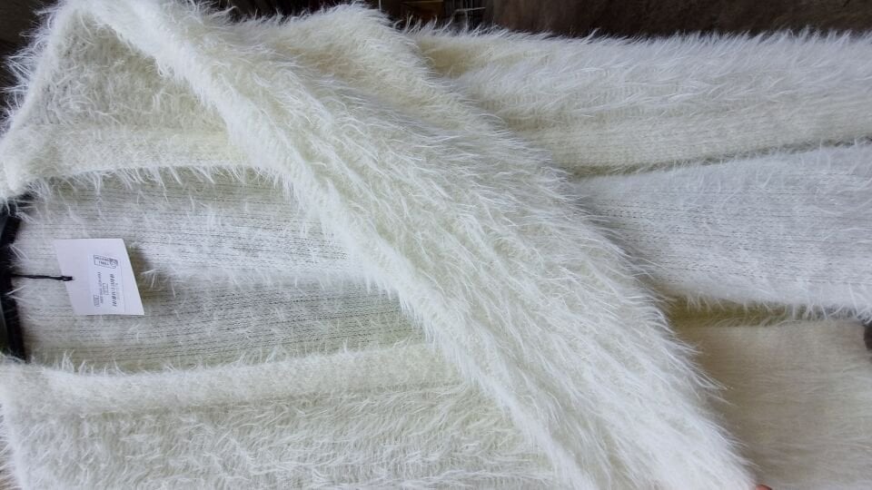 Kırçıllı düğmesiz uzun ceket